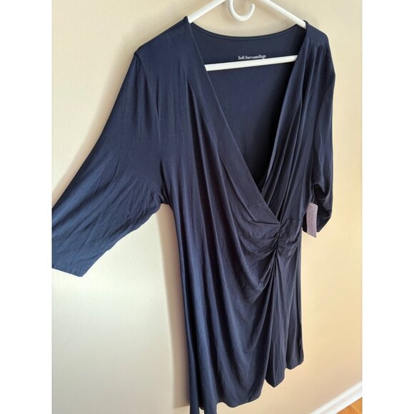 Soft Surroundings NWT Navy Blue Hyannis Faux Wrap Dress in Size 1X - Picture 4 of 11